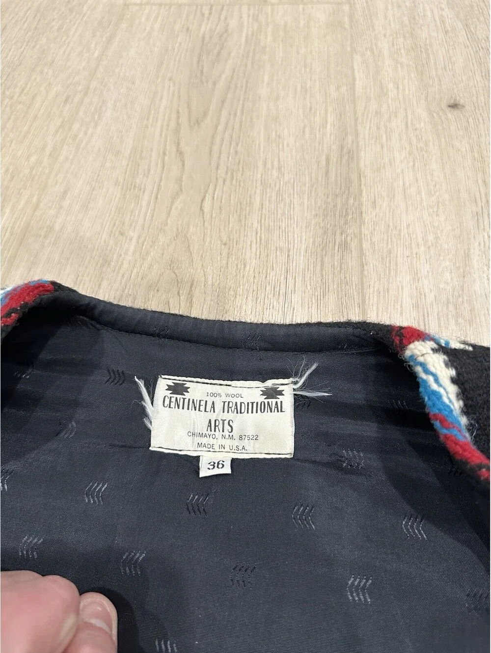 Ceremonial Native American Wool Vest Centinela Traditional Arts Chimayo Size 36